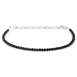 Handmade Naturschwarz Spinell 2mm Rondell Perlen Edelstein Armband 8.7 " Schmuck - Bild 1 von 4