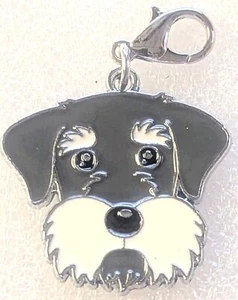 Schnauzer Dog Gray Face Purse Charm Dangle Zipper Pull Jewelry - Picture 1 of 2