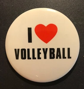 I Love VolleyBall Vintage Original Pinback Button 2 1/2". - Picture 1 of 2
