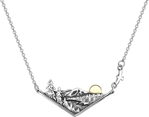 Mothers Day Gifts Necklaces for Women 3D Mountain Range Necklace for Women Sterl - Picture 1 of 6