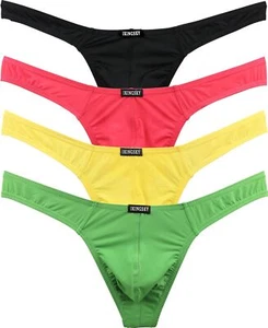 IKINGSKY Men's Silky Thong Sexy T-Back Mens Underwear Low Rise Stretch Underpant - Picture 1 of 25