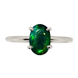 Natural Faceted Chalama Black Opal 925 Silver Ring Jewelry s.8 ALLR-30911 - Picture 1 of 1