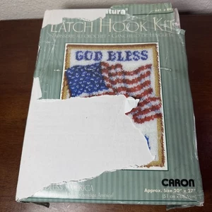 Caron Natura R028 RIEGEL HAKEN KIT God Bless Amerika Flagge 20" x 27" NEU - Bild 1 von 12