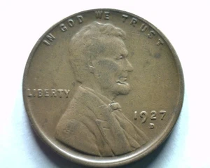 Centavo Lincoln 1927-D muy fino/extra fino en estado bastante bueno/xf original en estado bastante bueno/ef 99c ENVÍO - Imagen 1 de 2