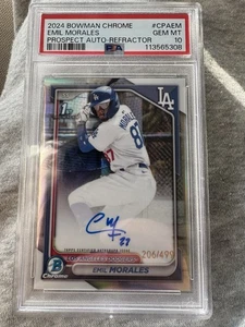 2024 Bowman Chrome Emil Morales Prospect Auto Refractor 206/499 Dodgers PSA 10 - Bild 1 von 5
