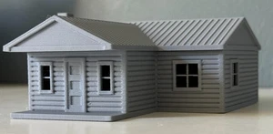 HO Scale Blockhaus Bausatz - unlackiertes graues Modell - Bild 1 von 3