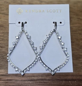 Kendra Scott Sophee Crystal Drop Earrings in Silver BRAND NEW ON CARD - Picture 1 of 5
