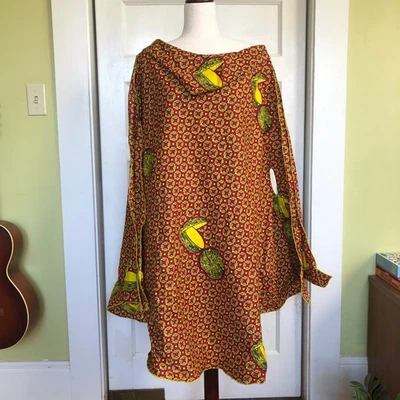 Poncho Vintage Hecho a Mano De Gran Tamaño Talla Única Rosa Amarillo Cuello Barco Años 70 Boho Hippie Foto 1 de 4