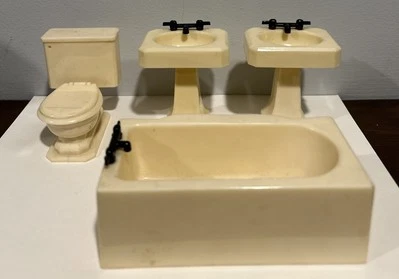 Juego de baño vintage para casa de muñecas Renwal - Lote de 5 - Incluye escala rara Foto 1 de 4