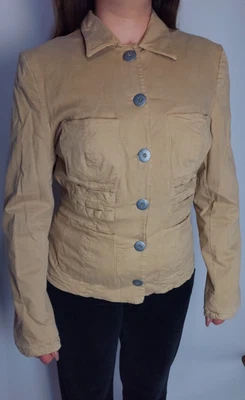 Gaultier JPG 牛仔裤复古 90 年代米色西装外套女式夹克 EU 36-38 US 4-6 — 第 1/4 张图片