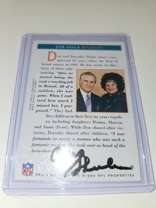 1992 Pro Line Profiles Certified Autograph (AU) - Don Shula Miami Dolphins - Picture 1 of 11