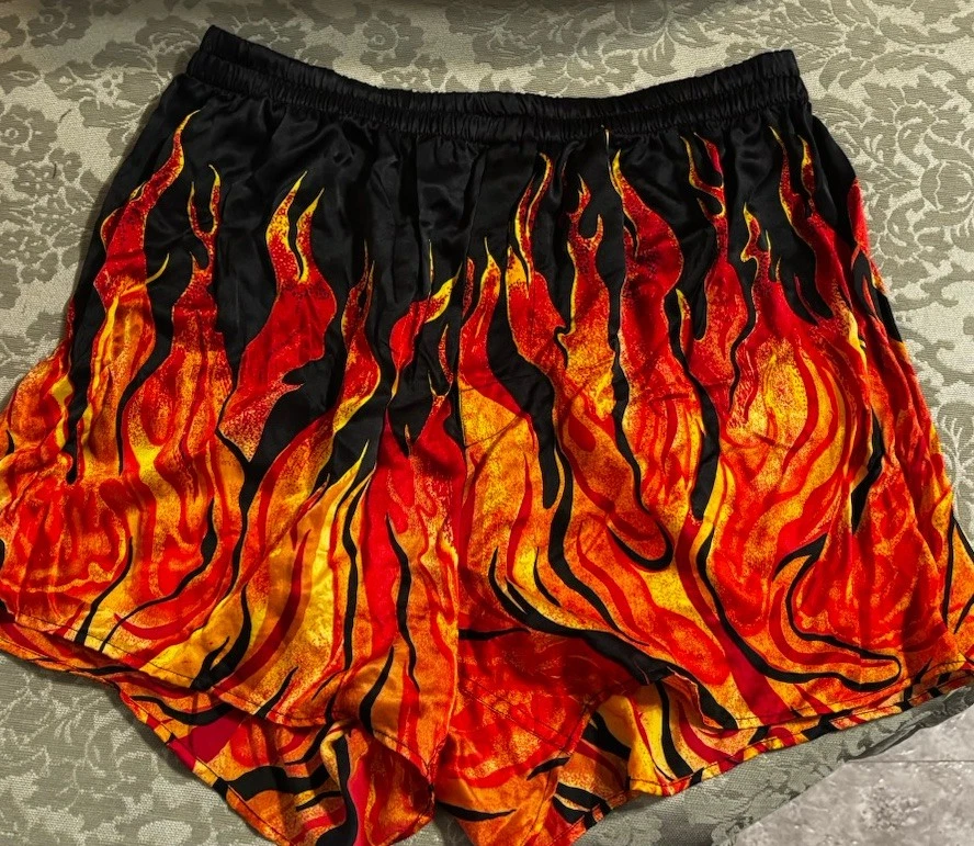 Calzoncillos boxer vintage 100 % seda Flames Fire  Foto 1 de 3
