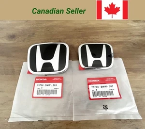 2x Black Chrome JDM Honda Front Grill and Rear Trunk Emblems Fit 2006-2015 Civic - Picture 1 of 4