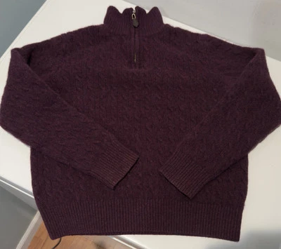 Boys 346 Brooks Brothers Lambswool 1/4 Zip Sweater Pullover, Size Large Eggplant - Image 1 of 4