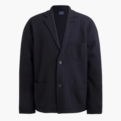 J.Crew Men's Boiled Merino Wool Cardigan Sweater Blazer, Deepest Navy (XXL) - Image 1 of 4
