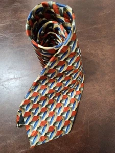 Y2K Ferrell Reed Multicolor Vtg HANDSEWN Jacquard Necktie Silk 60"x4" MINT - Picture 1 of 6