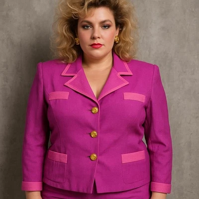 Blazer Vintage Años 80 El Vestidor Carlisle Fucsia Botones Dorados Hecho en Francia Foto 1 de 4