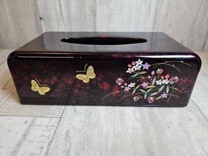 Vintage Decorative Tissue Box Cover – Japanese Floral & Butterfly Design - Picture 1 of 7