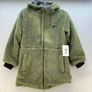 NWT Zyia Active Women's Long Hooded Teddy Jacket Lined Size Small Olive - Picture 1 of 13