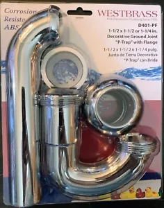 Westbrass D401-PF-26 DecorativeGround Styrene P-Trap and Flange, Polished Chrome - Picture 1 of 4