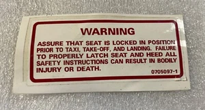 Cessna Aircraft Placard, P/N 0705097-1 - Bild 1 von 7