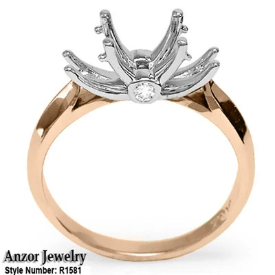 14k Solid Two-Tone Gold Diamond Engagement Setting Ring 3.50 Grams FREE SHIPPING - Image 1 of 4