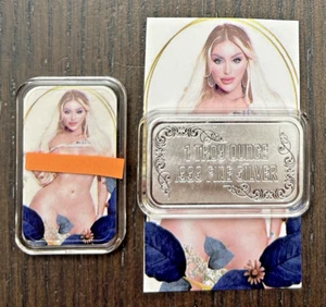 SEXY! Barra coloreada de plata fina 0,999 de 1 Troy OZ rubia con certificado de autenticidad 100 acuñada - Imagen 1 de 2