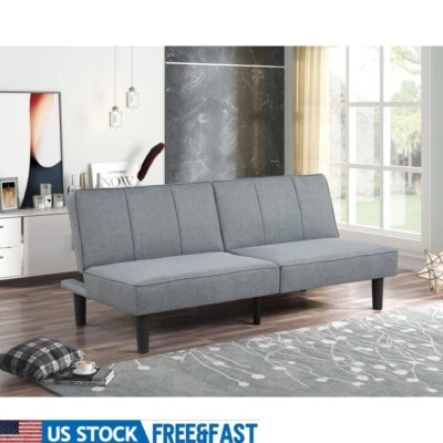Convertible Futon Sofa Bed High Density Foam Easy Assembly Modern 600 Lb Gray US - Image 1 of 4