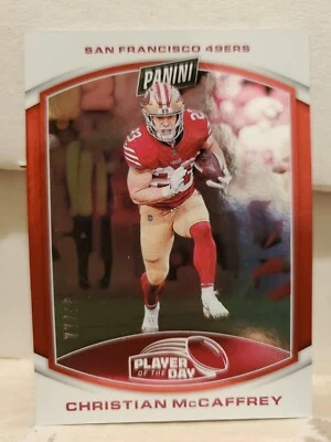 Christian McCaffrey 2023 Panini Player Of The Day #14 Foil Parallel /99 SP - Image 1 of 2