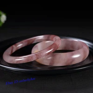 Natural Violet Golden Silk Jade Gemstone Bangle Bracelet 56-70MM Women Jewelry - Picture 1 of 17