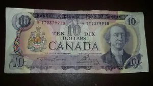 Rare Replacement Canada 10 Dollar Paper Bill 1971 *TT Vintage Banknote Star Note - Picture 1 of 2