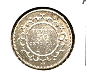 Tunisia AH 1330/1912A 50 centimes KM 237 AU - Picture 1 of 2