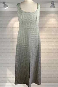 Vintage 1960s CRIMPLENE Regency Style Geometric Pattern Party Hostess Maxi Dress - Bild 1 von 4