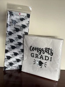 Graduation Congrats Grad 30 Lunch Napkin & American Greeting 6 Tissue Sheets NIP - Picture 1 of 11