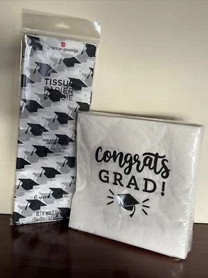 Graduation Congrats Grad 30 Lunch Napkin & American Greeting 6 Tissue Sheets NIP - Image 1 of 4