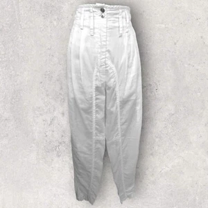 Alexander Wang Mujer Blanco Algodón Cintura Alta Pantalones Cónicos EE. UU. 2 UK 6 + NUEVO CON ETIQUETAS - Imagen 1 de 6