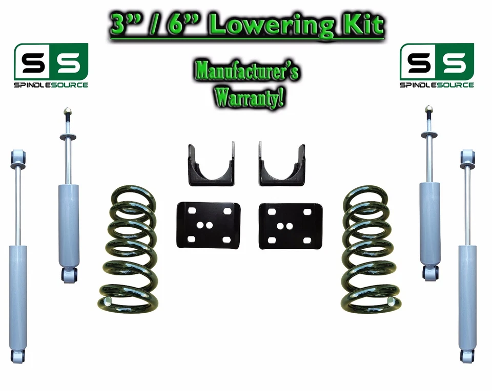 Kit de descenso de 3/6" bobinas abatibles + amortiguadores para 02-08 Dodge Ram 1500 V8 2x2 Foto 1 de 1