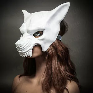 White Scary Full Face Devil Masquerade Animal Wolf Mask Costume Party Cosplay - Picture 1 of 6