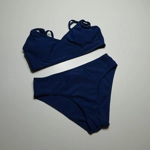 Two Piece Bikini Swimwear Crossover Top & Bottoms Royal Blue Girls Size 10Y - Picture 1 of 13