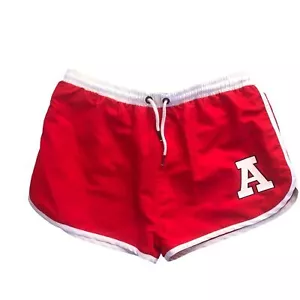 Aussiebum Short Stubby Swim Short Red Sz. L Mesh Liner Logo Quick Drying Beach - Picture 1 of 5