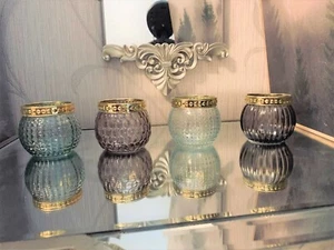 New Pack of 4 Decorative Jewelled Candle Holder Tealight Home Decor G-21 - Picture 1 of 3