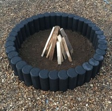 120 cm Round Concrete Fire pit Fire Place Garden BBQ Decor Palisade 25cm high