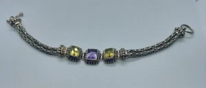 Brazalete Suarti Bali Amatista Peridoto Plata Esterlina 7.25" FZB - Imagen 1 de 9