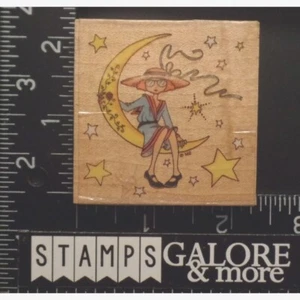 ALL NIGHT MEDIA RUBBER STAMPS 593F ON THE MOON STARS GIRL CELESTIAL #2085 - Picture 1 of 2