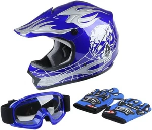 XFMT DOT Size XL Youth Motocross ATV Street Dirt Bike Helmet w Gloves & Goggles - Picture 1 of 20