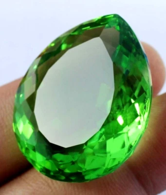 AAA+ 65.70 Ct. Large Green Peridot Pear Cut Loose Gemstone for Anniversary Gift - Image 1 of 4