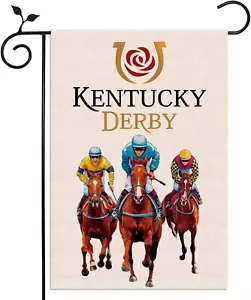 Kentucky Derby Garden Flag Jockey Run for the Roses Horse Racing Party Decoratio - Picture 1 of 3