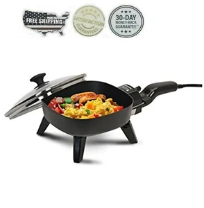 Sarten Electrico De Cocina Antiadhérent Avec Tapa De Vidrio 600W Compacto TOP - Photo 1/7