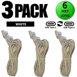 3 Pack USB C 6ft 90 Degree Angle Fast Charger Cable Braided Nylon USB Cord Long - Picture 1 of 22