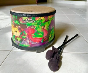 VINTAGE 90’S REMO KIDS 10" FLOOR TOM DRUM PERCUSSION ORIGINAL DRUMSTICKS HAMMERS - Picture 1 of 4
